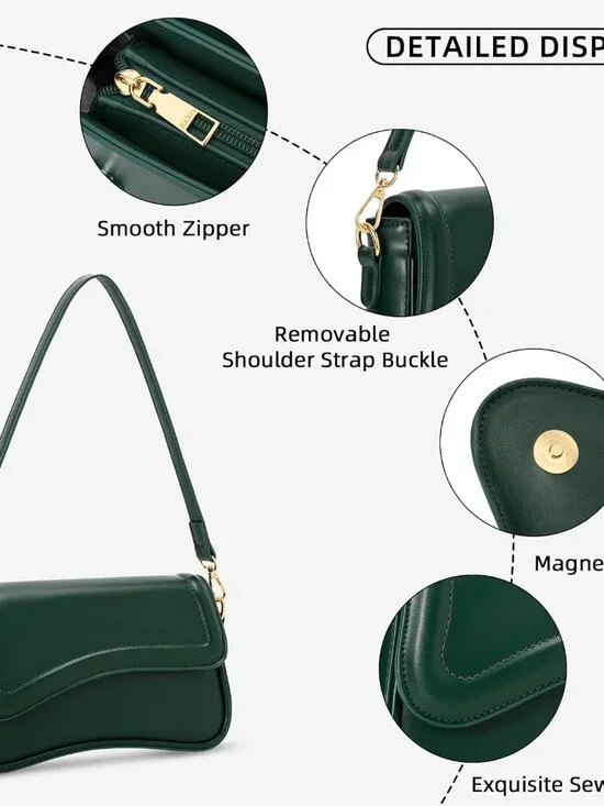 Women's Green Small Clutch Purses Cute Hobo Imported Handbag Shoulder Bag - Picture 3 of 7